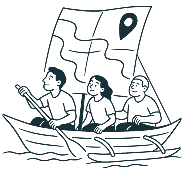 Three people riding a tandem bicycle